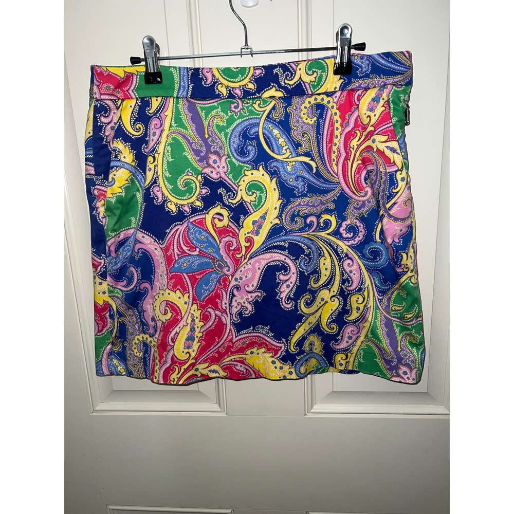 Ralph Lauren Golf Tennis Pickle Ball Blue Paisley Skort Sz 6